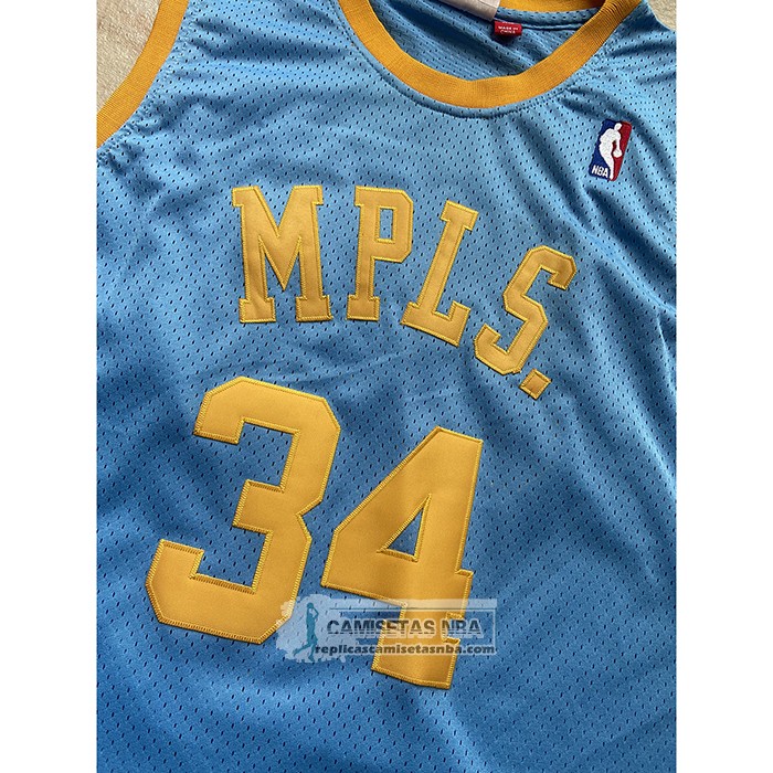 Camiseta Los Angeles Lakers Shaquille O'Neal NO 34 Mitchell & Ness 2001-02 Azul